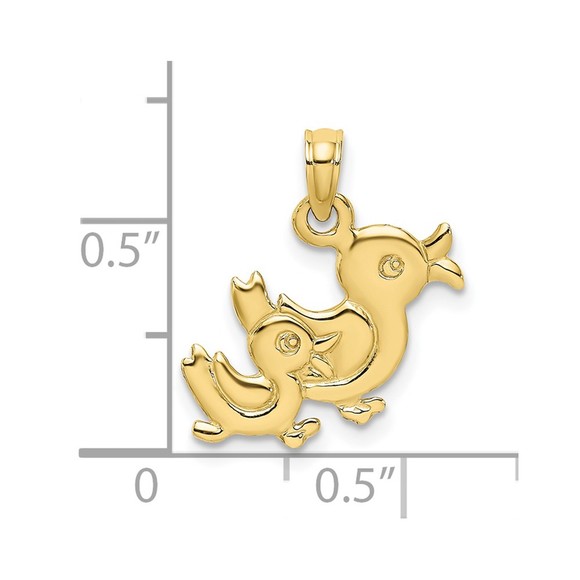 10k Yellow Gold Mini Animal Bird 3-D Two Ducks Necklace Charm Pendant - Picture 3 of 5